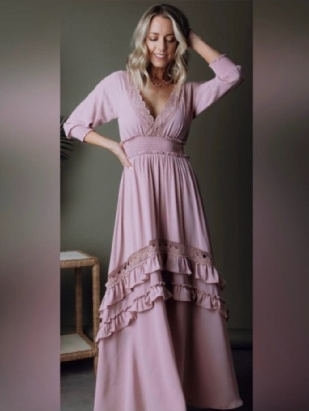 NWT Baltic Born Pipa Ruffle Maxi Dress Romantic Coquette Bridesmaid Feminine XL